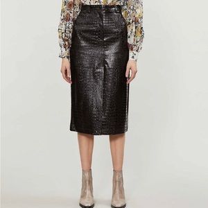 TOPSHOP Croc Embossed Pencil Skirt